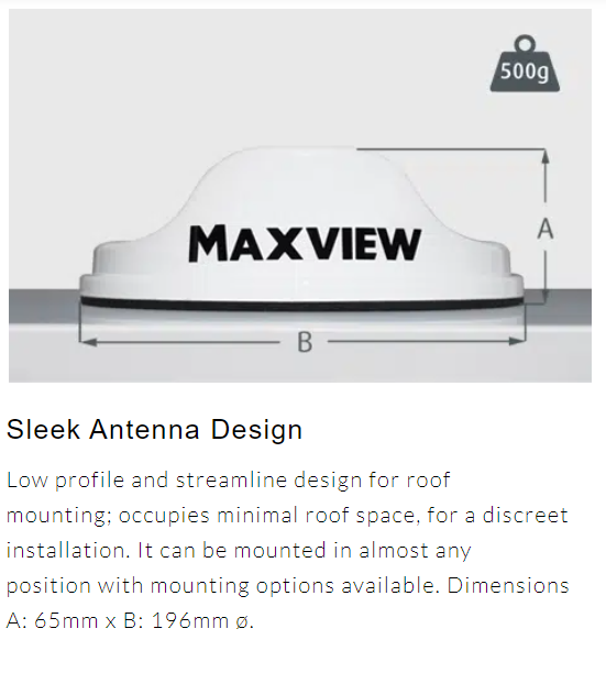 Maxview Roam X - MOBILE 3G/4G Wi-Fi SYSTEM dimensions and sizes